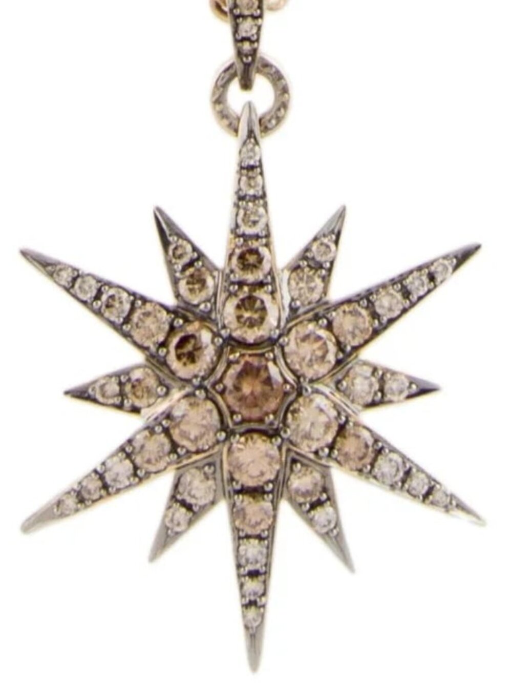H. Stern 18K Gold Diamond LARGE Star Pendant 3.25ct With Long Chain Necklace